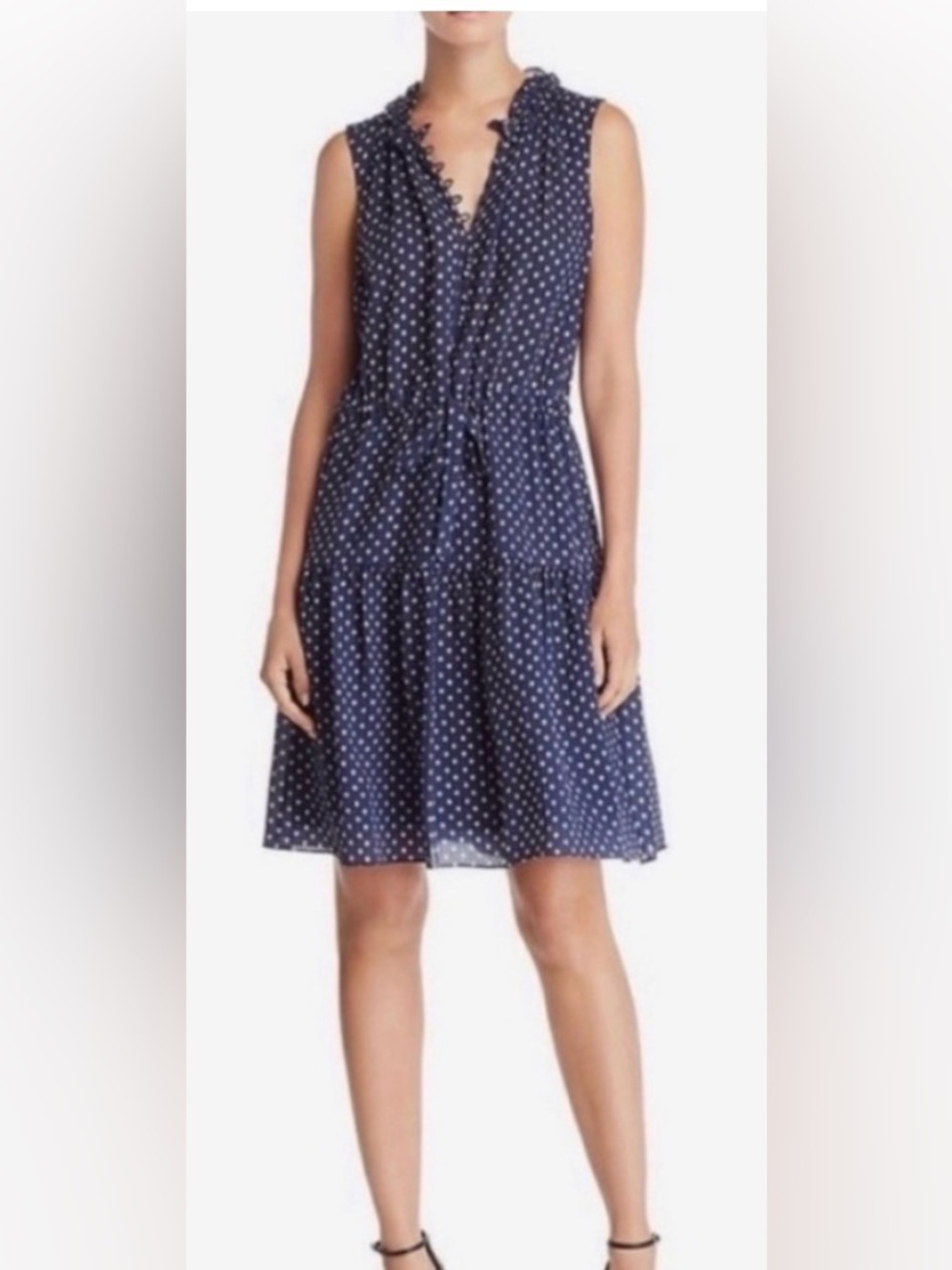 Rebecca Taylor Ikat Dot Navy Purple Dress size 2